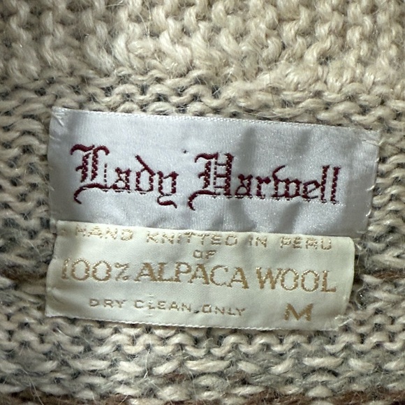 Vintage 100% Alpaca Wool Hand Knitted In Peru Cardigan Sweater Women’s Size M - Picture 2 of 8